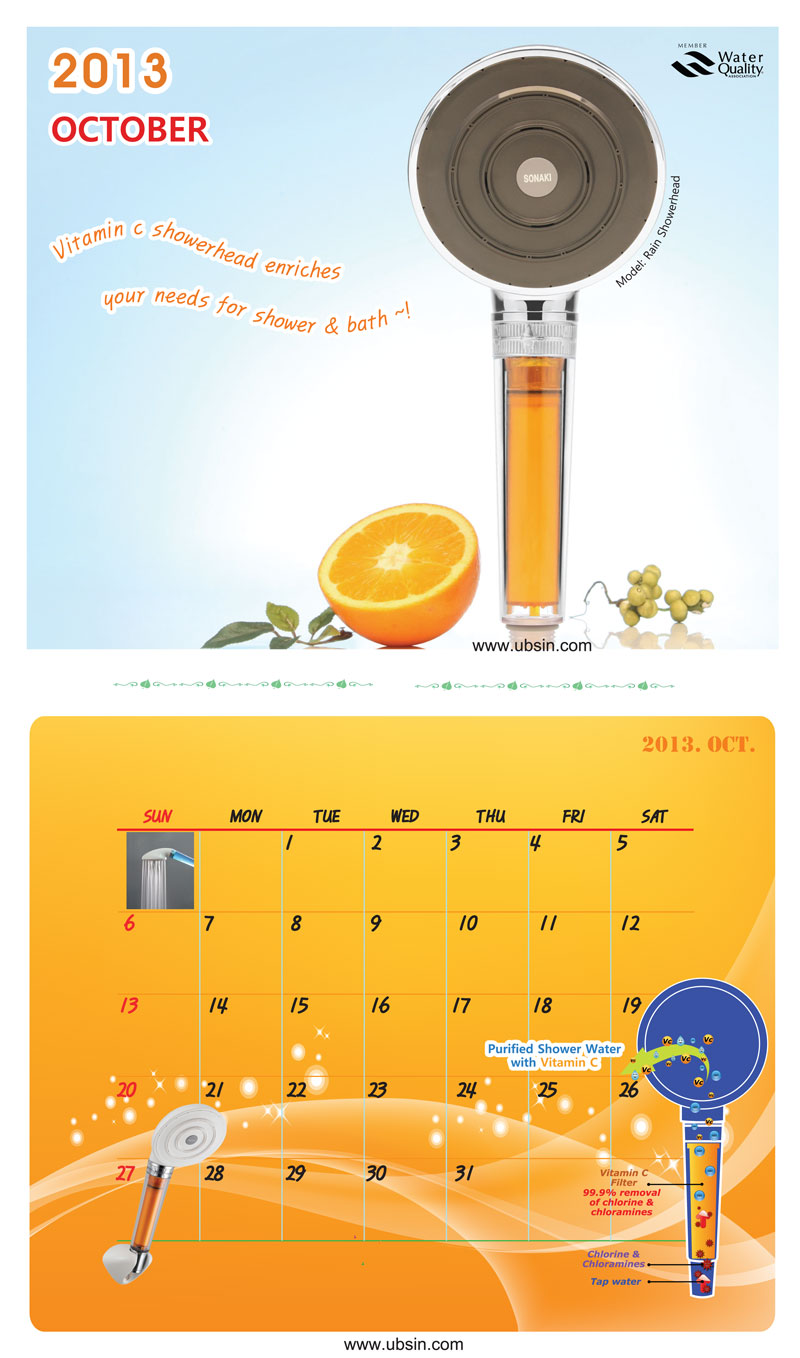 2013 October Calendar_The theme of OCT: Rain Showerhead (SBH-116W/CR)